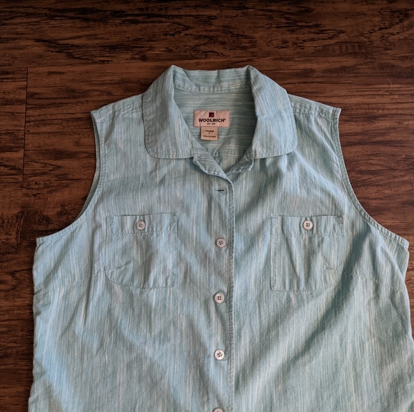 Woolrich Sleeveless Button Down Shirt Women's Size Large - Picture 8 of 8